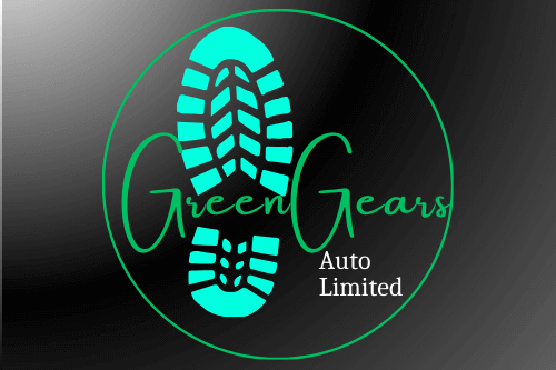 GreenGears Auto Limited logo promoting eco-friendly auto parts with green footprint design.