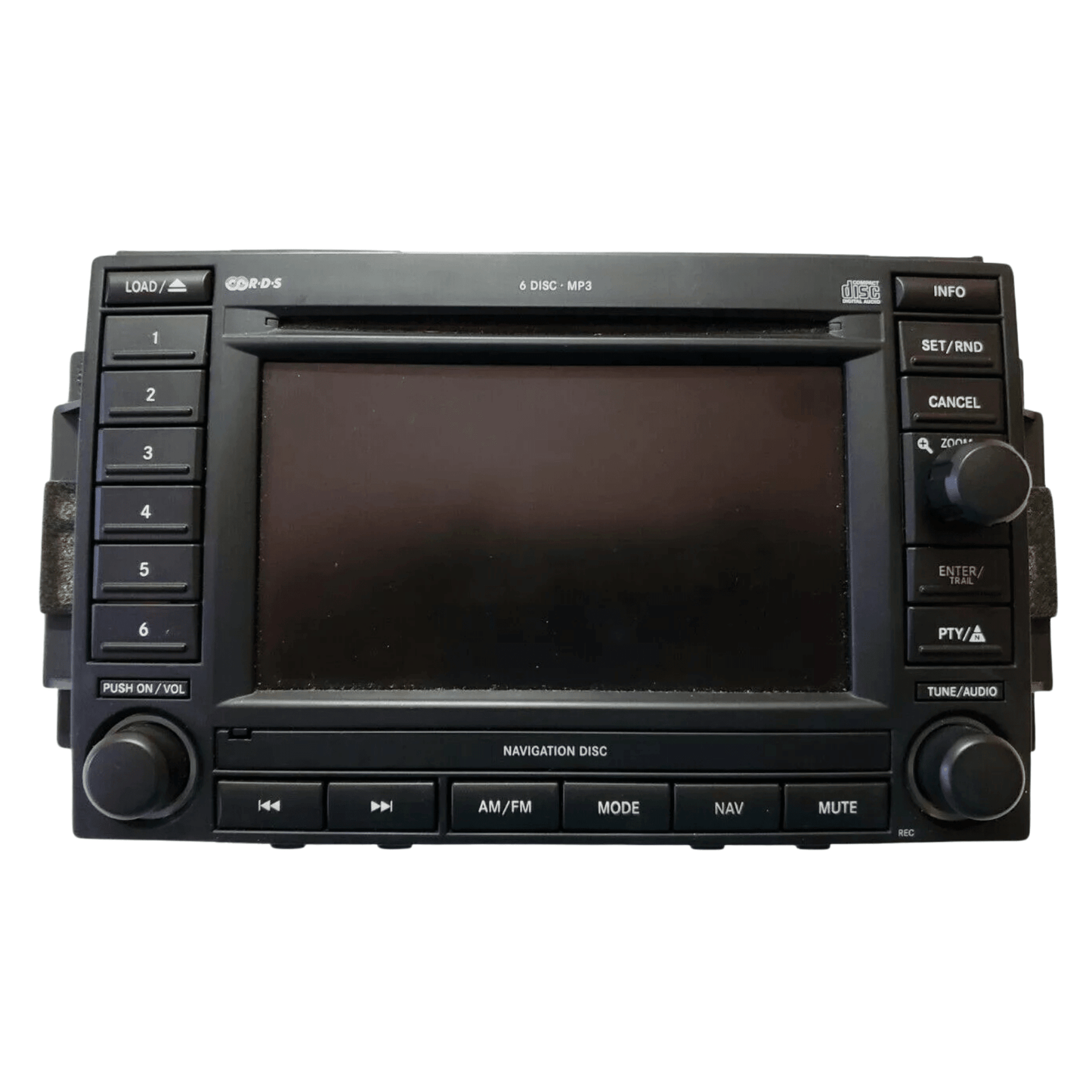 2005-2006 Jeep Grand Cherokee Radio AM/FM CD DVD Player Receiver, OEM used part in excellent condition from GreenGears Auto.