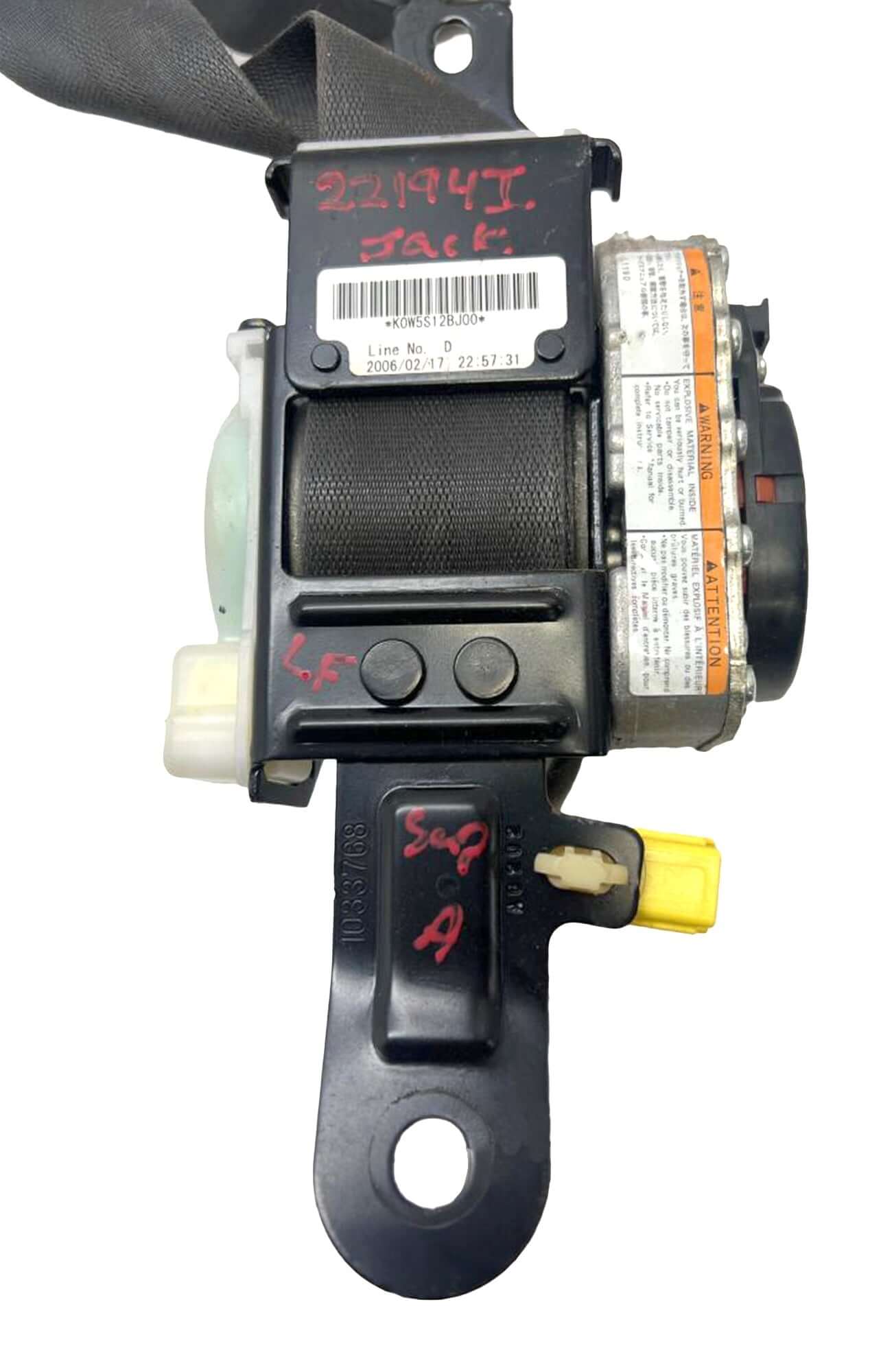 Used OEM 2006-2011 Honda Civic Left Driver Seat Belt Retractor Assembly Sedan Gray OEM